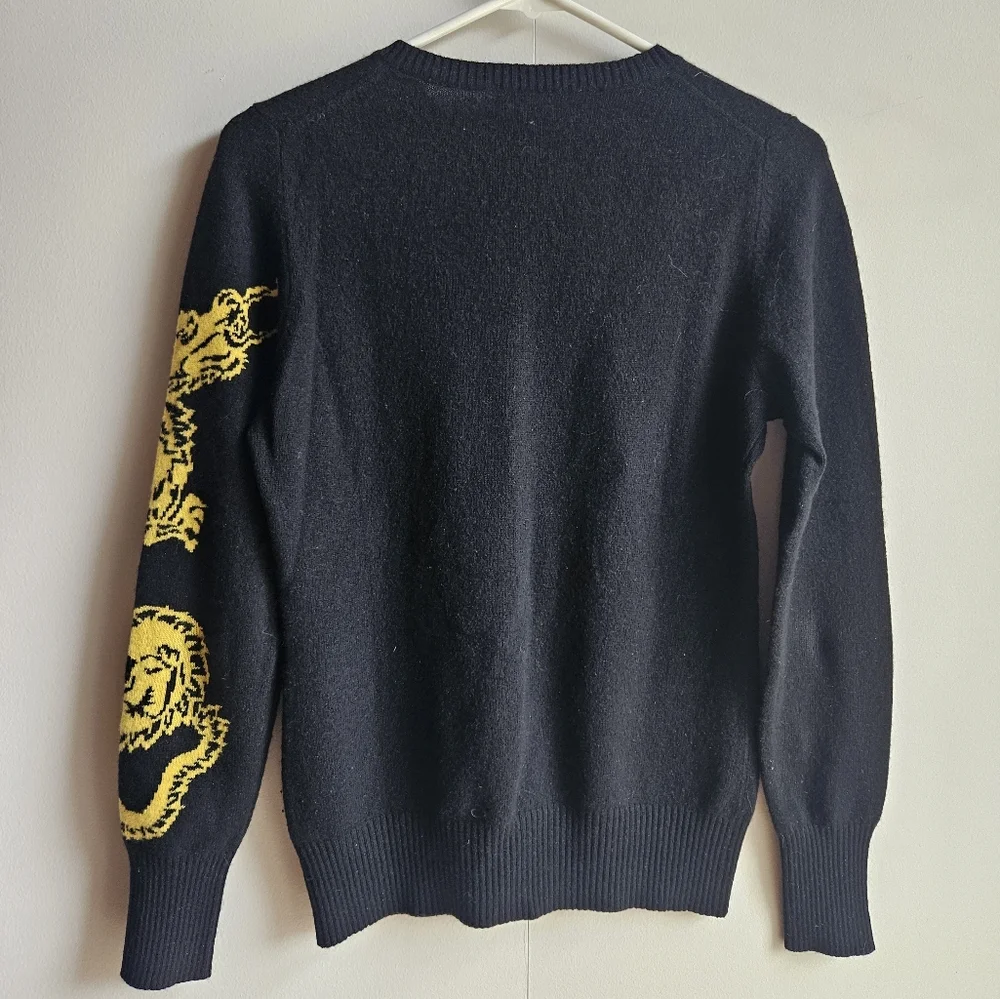 C3 Cashmere Black Sweater with Yellow Dragon Sleeve Design in Women's M - Picture 9 of 10